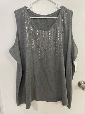 Catherines Gray Sequin Tank Top, size 3X, new!